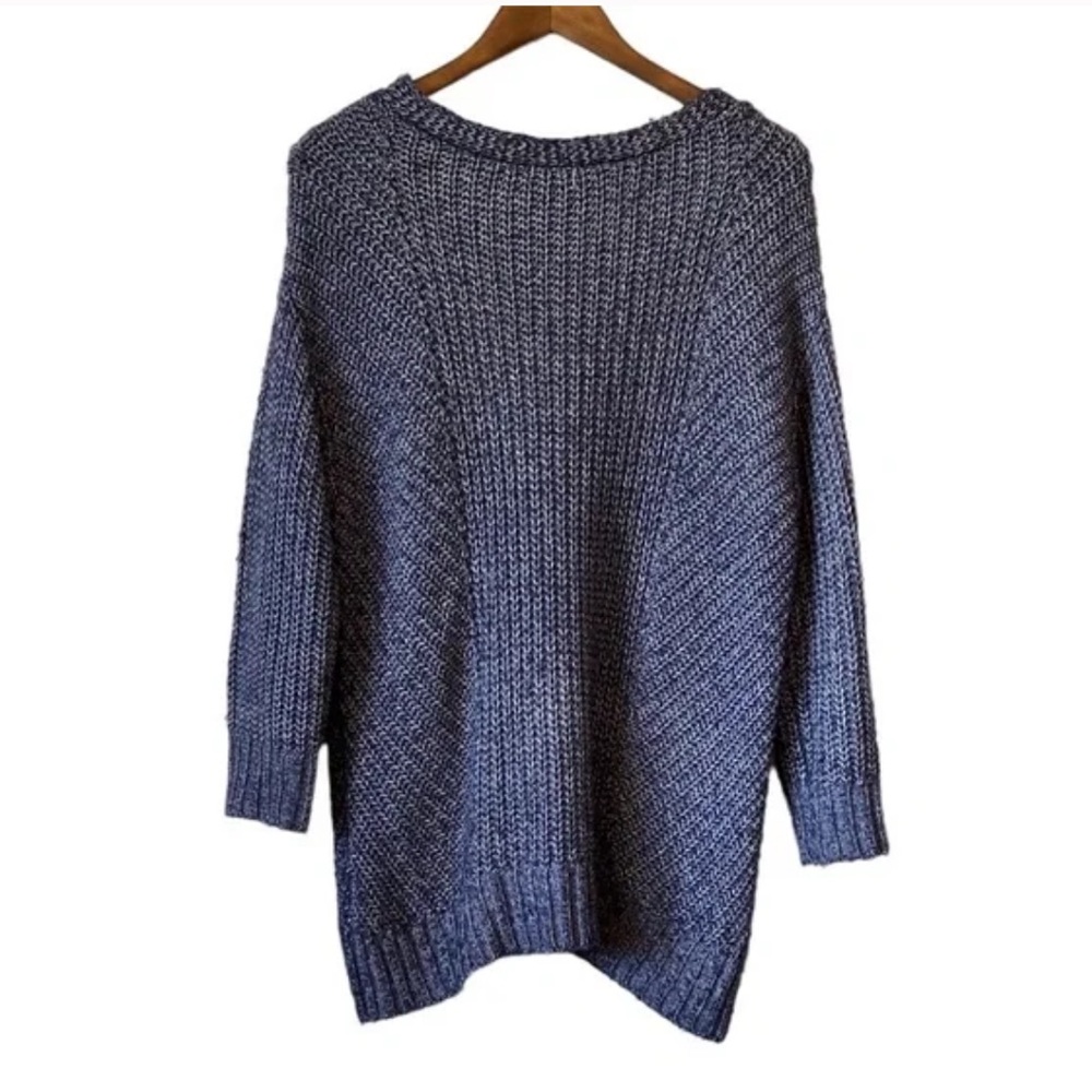 Lou & Grey Oversized Relaxed Fit Knitted Knit Long Sleeve Sweater Shirt Top Blue